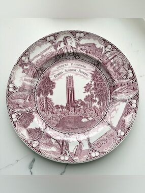 Vintage Florida State Plate Staffordshire Red Transferware Souvenir